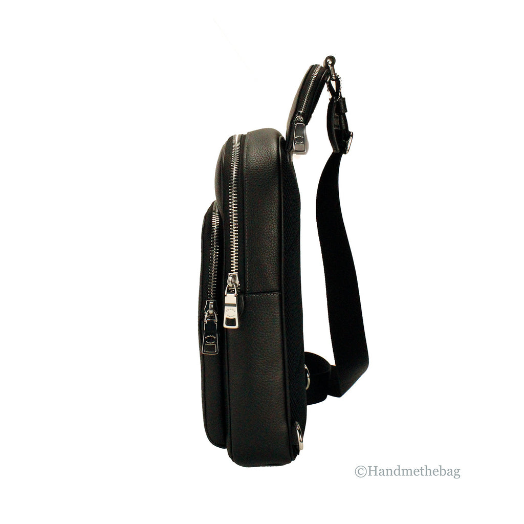 Coach Ethan Black Leather Sling Pack Shoulder Bag